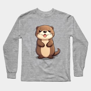 Cartoon Cute Kawaii Adorable Otter Long Sleeve T-Shirt